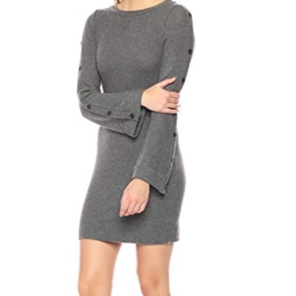 NWT‎ Three Dots gray button sleeve sweater dress S